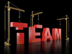 Word "team" being built